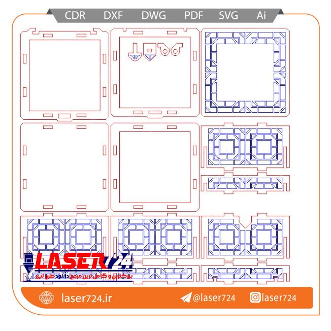 تصویر الگو لیزر جعبه انگشتر درب دار #2